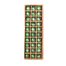 Set of 30 green 1" round mercury glass ball ornaments in a divided storage box.